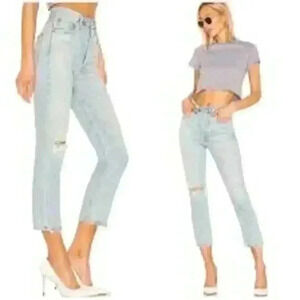 AGOLDE Womens Riley High Rise Straight Crop Jeans Size 29 Light Wash